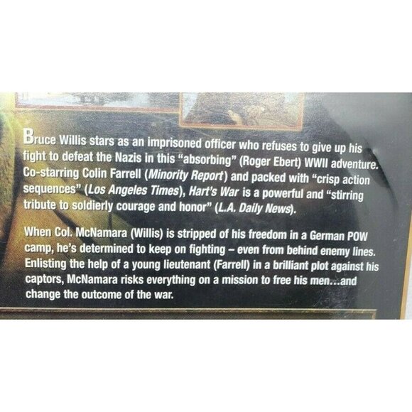 Harts War Drama Rated R Bruce Willis DVD Director Gregory Hoblit No Scratches - Picture 4 of 5